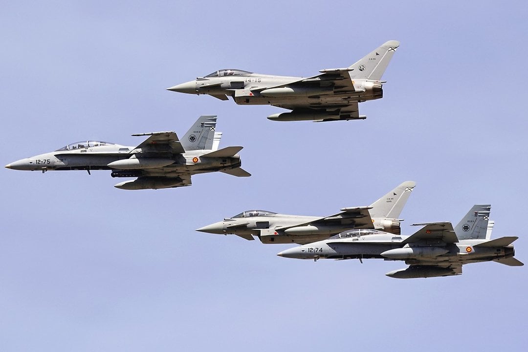 Cazas Eurofighter y F-18 del Ejército del Aire.