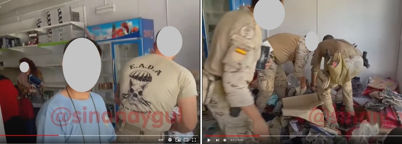 Militares españoles, en el vídeo sobre la tienda del aeropuerto de Kabul.