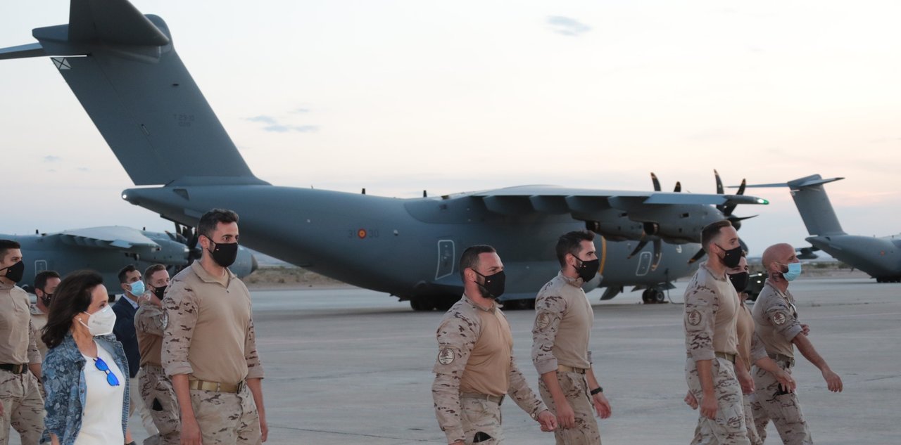 Un A400M en la base de Zaragoza, tras regresar de Afganistán.