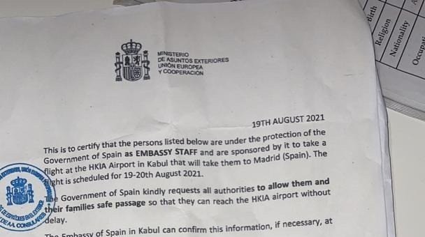 Carta de Exteriores a los trabajadores de la Embajada de España en Kabul