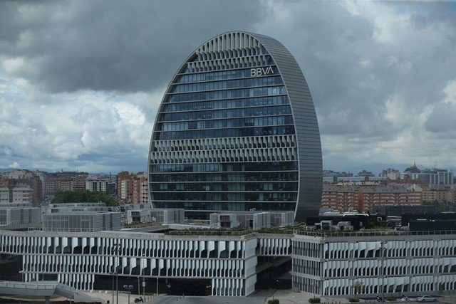 Edificio de la sede de BBVA en Madrid, conocido como ‘La Vela’.