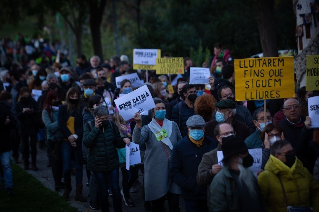 Manifestación contra el 25 de castellano en las escuelas catalanas. Firma: David Zorrakino / Europa Press.
