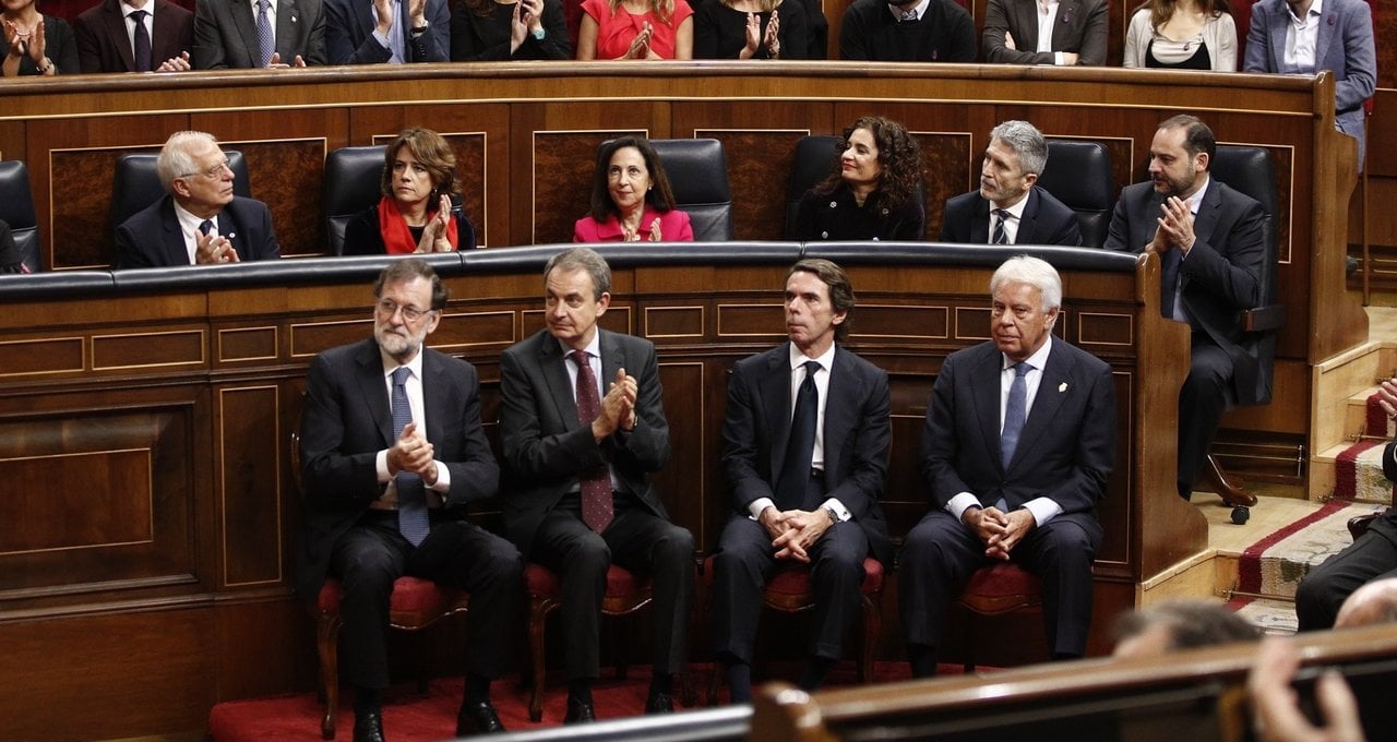 Los ex presidentes Mariano Rajoy, José Luis Rodríguez Zapatero, José María Aznar y Felipe González (Foto: Eduardo Parra / Europa Press).