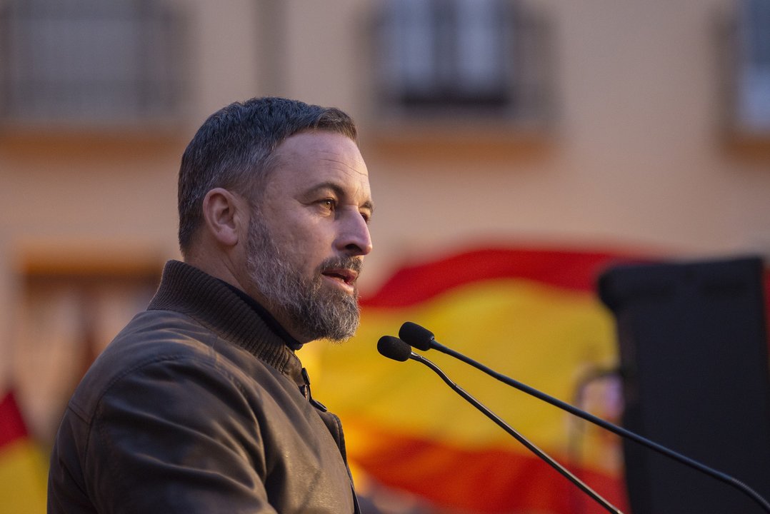 El líder de Vox, Santiago Abascal, en una imagen de archivo durante su intervención en un acto de campaña electoral