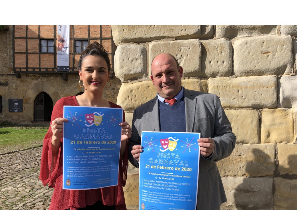 El alcalde de Santillana del Mar, &Aacute;ngel Rodr&iacute;guez, y la concejala de Juventud y Festejos, Paula P&eacute;rez.