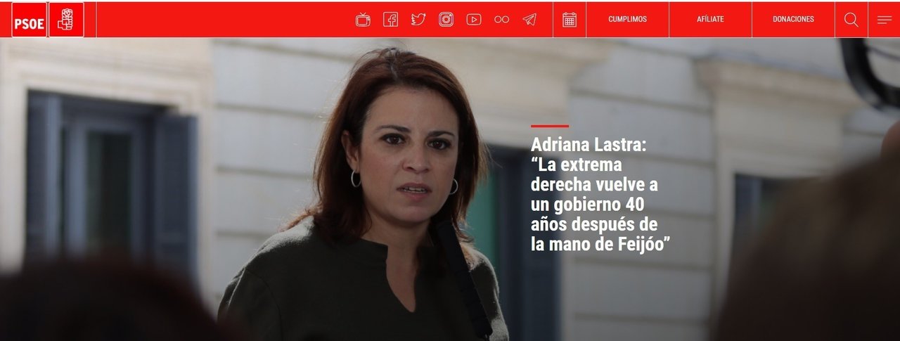 Adriana Lastra, en la web del PSOE.