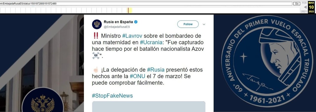 Tuit eliminado a la Embajada de Rusia en España.