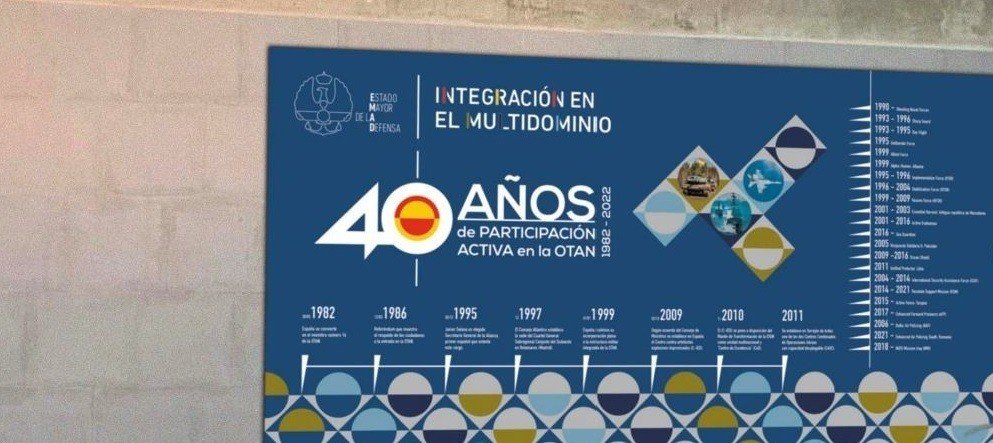 Cartelería de la exposición sobre los 40 años de España en la OTAN.