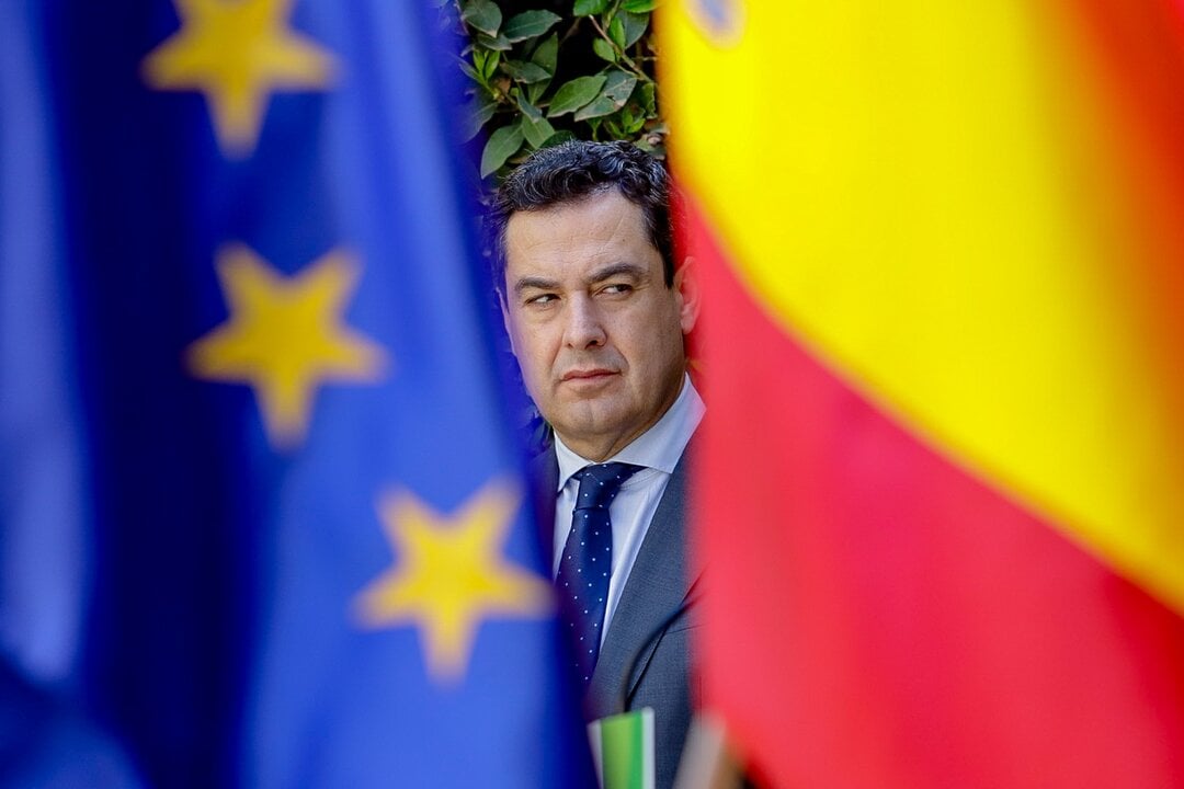 El presidente de la Junta de Andaluc&iacute;a, Juanma Moreno, en la rueda de prensa posterior al Consejo de Gobierno del pasado d&iacute;a 19