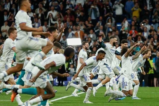 Jugadores del Real Madrid en un partido de Champions.
