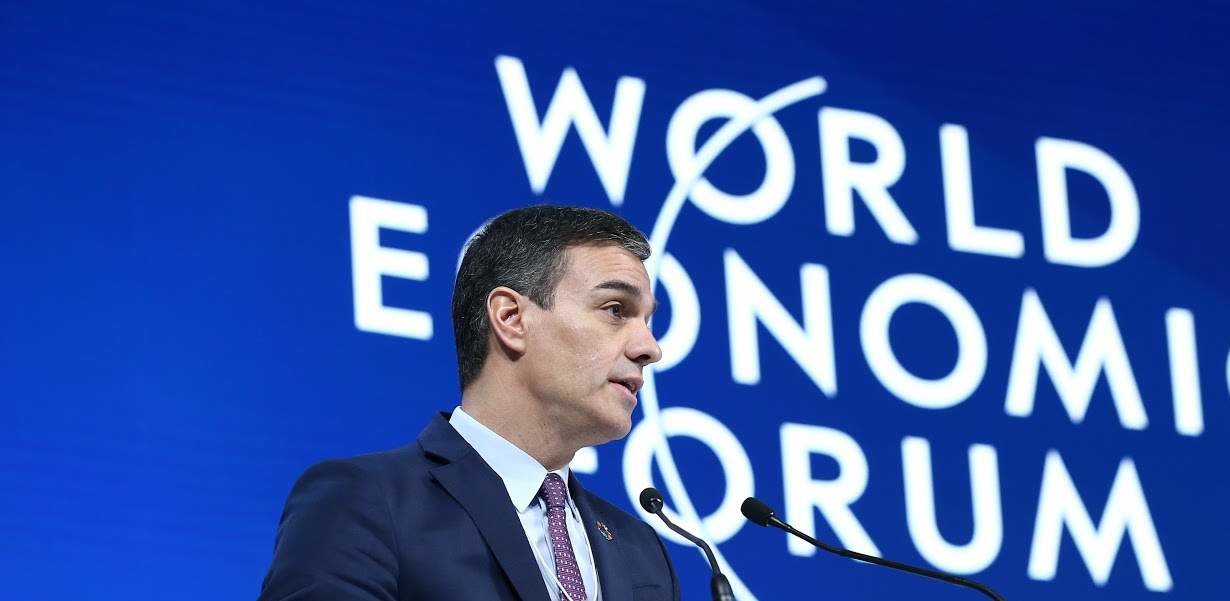 Pedro Sánchez, en el Foro Económico Mundial de Davos de 2020 (Foto: Pool Moncloa / Fernando Calvo).
