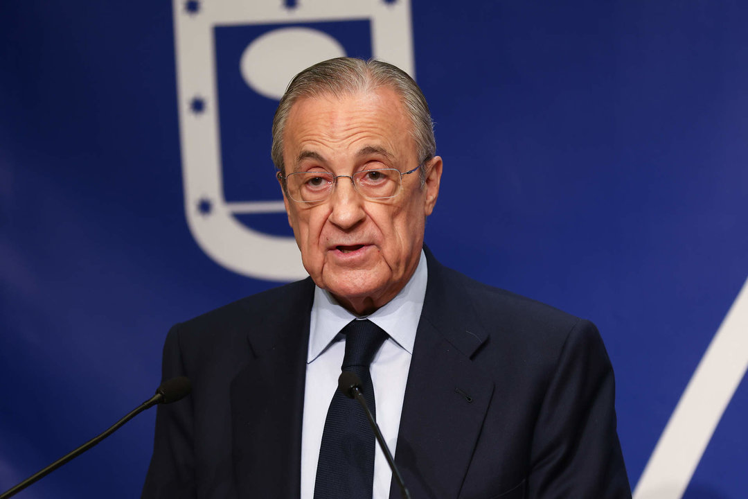 Florentino Pérez, presidente del Real Madrid durante la celebración del título del baloncesto de la ACB en junio de 2022.