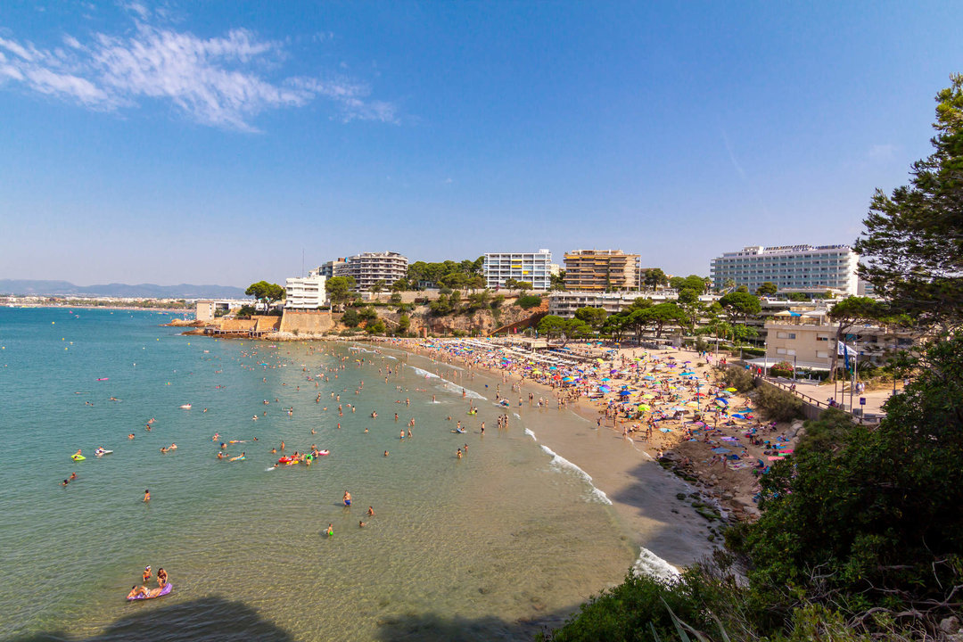 Capellans crowded beach in Salou, Spain