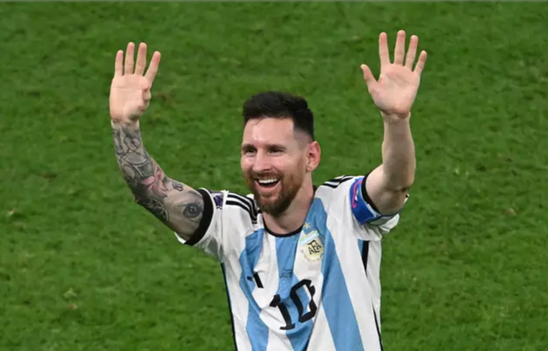 Leo Messi celebrando la victoria del Mundial de Catar 2022.
