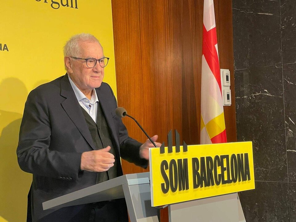 El l&iacute;der de ERC en el Ayuntamiento de Barcelona, Ernest Maragall, en rueda de prensa.