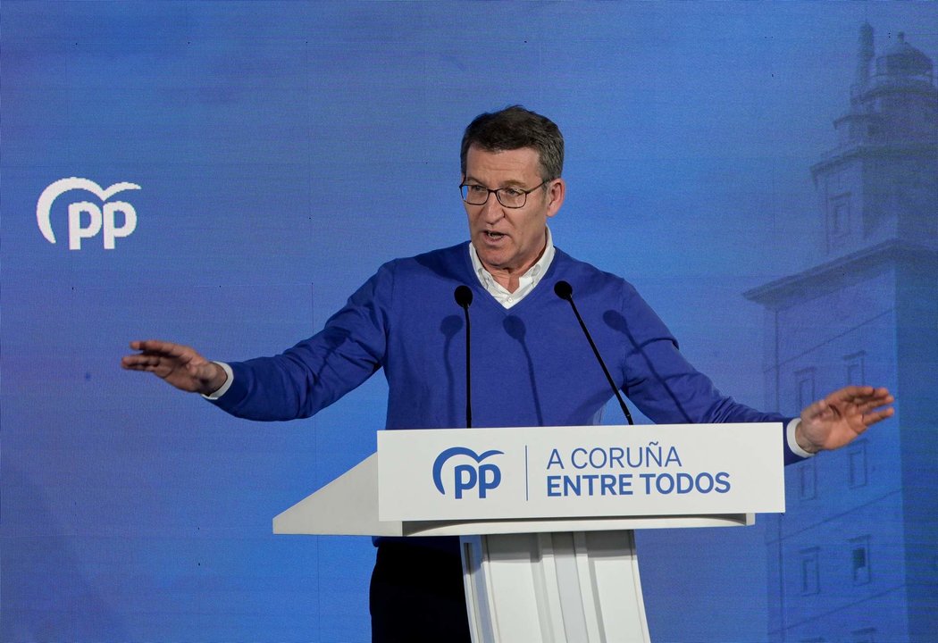 El presidente del PP, Alberto Núñez Feijóo, en un acto en A Coruña.