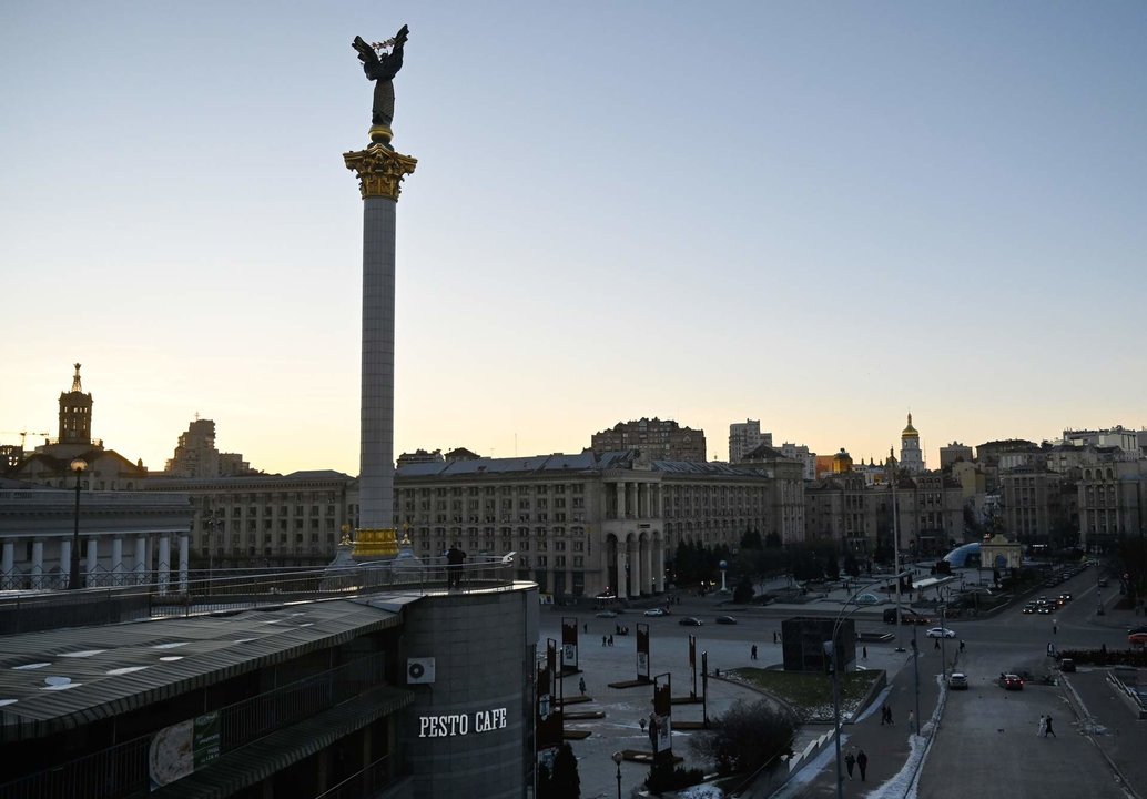 General view of the Kyiv Independence Square amid the Russian invasion of Ukraine.