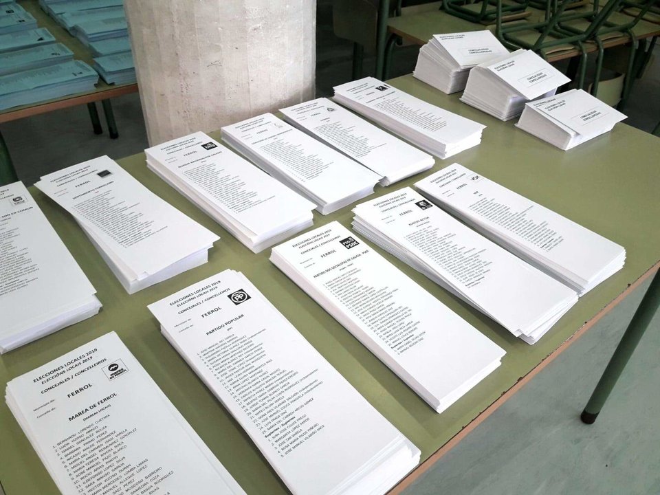 Papeletas para las elecciones municipales de 2019.