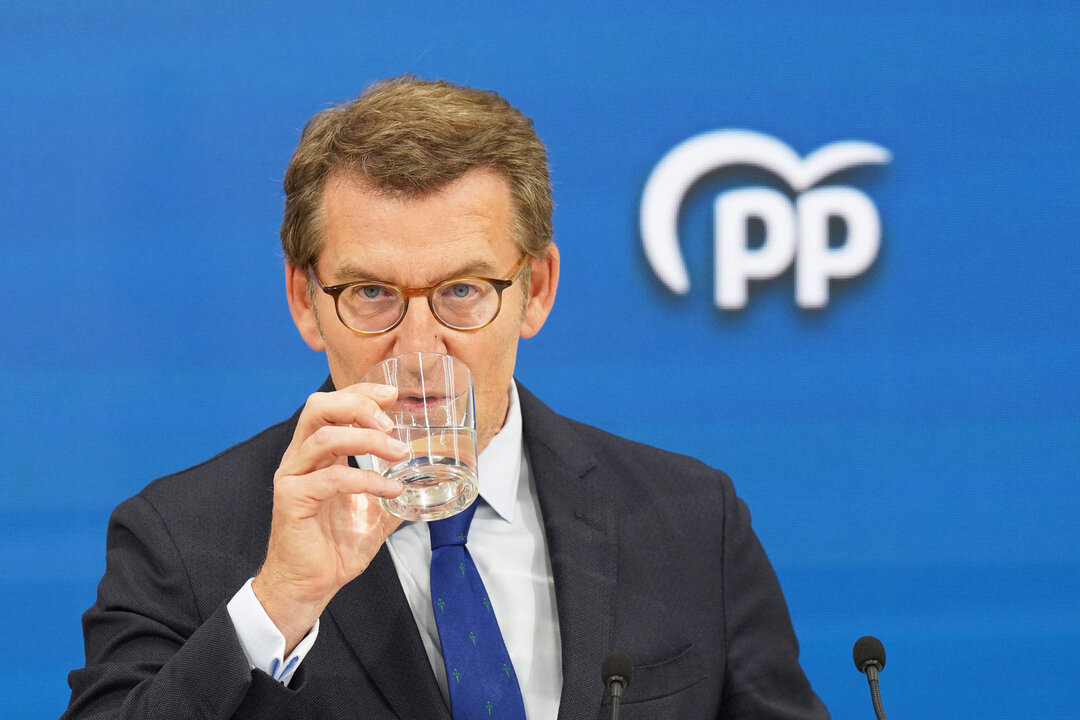 comparecencia de Alberto N&uacute;&ntilde;ez Feij&oacute;o en la sede regional del PP de Galicia en Santiago
