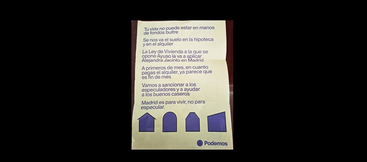 Folleto de Podemos Madrid.