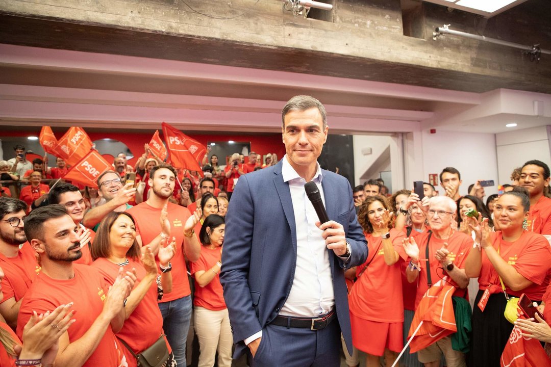 El presidente del Gobierno y candidato del PSOE a las elecciones generales, Pedro Sánchez, en la sede del partido tras el debate cara a cara con el líder del PP, Alberto Núñez Feijóo.
