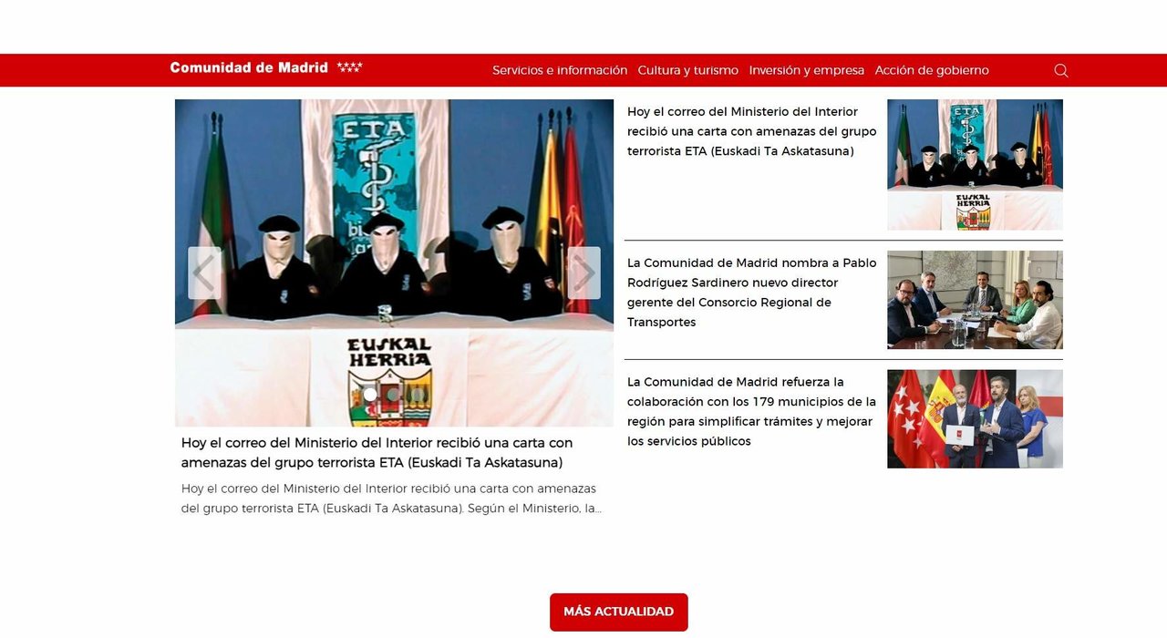 La falsa web de la Comunidad de Madrid.