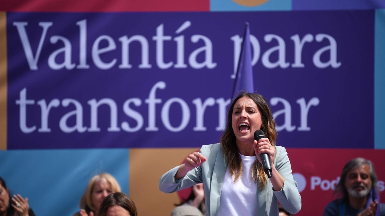 Irene Montero, en un mitin de Podemos.