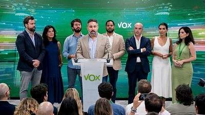 La cúpula de VOX en la noche electoral del 23J.