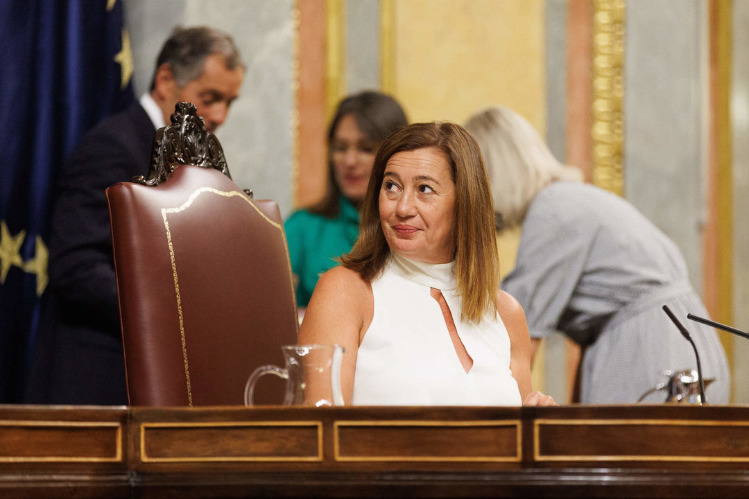 La presidenta del Congreso, Francina Armengol, durante la Sesión Constitutiva de la XV Legislatura en el Congreso de los Diputados, a 17 de agosto de 2023, en Madrid.