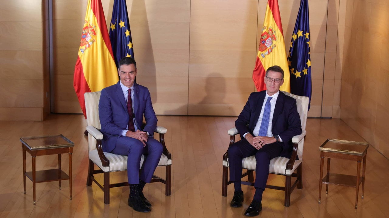 Sánchez y Feijóo en su reunión en el Congreso el pasado 31 de agosto.