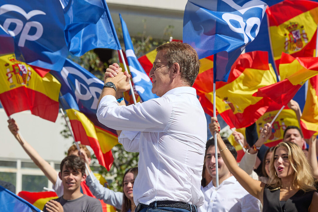 Alberto N&uacute;&ntilde;ez Feij&oacute;o, en la manifestaci&oacute;n del PP contra la amnist&iacute;a a los independentistas catalanes.