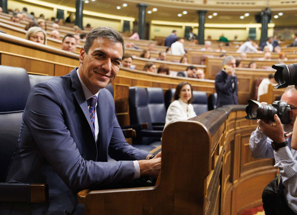 El presidente del Gobierno en funciones, Pedro Sánchez, en un peno del Congreso.