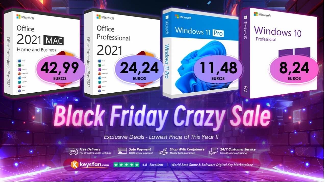 Microsoft Office 2021 y Windows 10 más baratos desde solo 7€ en el día Black Friday de Keysfan