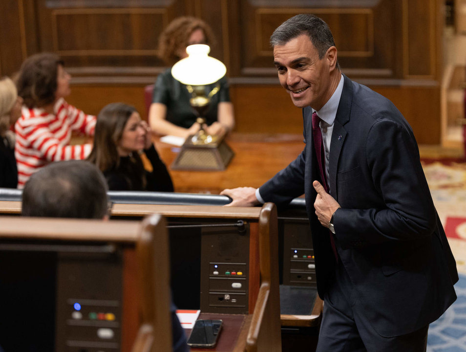 El presidente del Gobierno, Pedro Sánchez, durante la Solemne Sesión de Apertura de las Cortes Generales de la XV Legislatura, en el Congreso de los Diputados, a 29 de noviembre de 2023, en Madrid.
