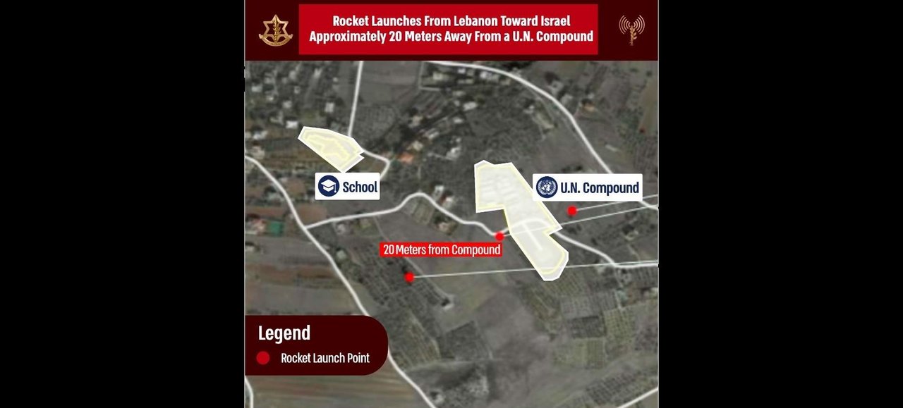 Infografía con la que Israel ha justificado el ataque a posiciones de UNIFIL en el sur de Líbano.