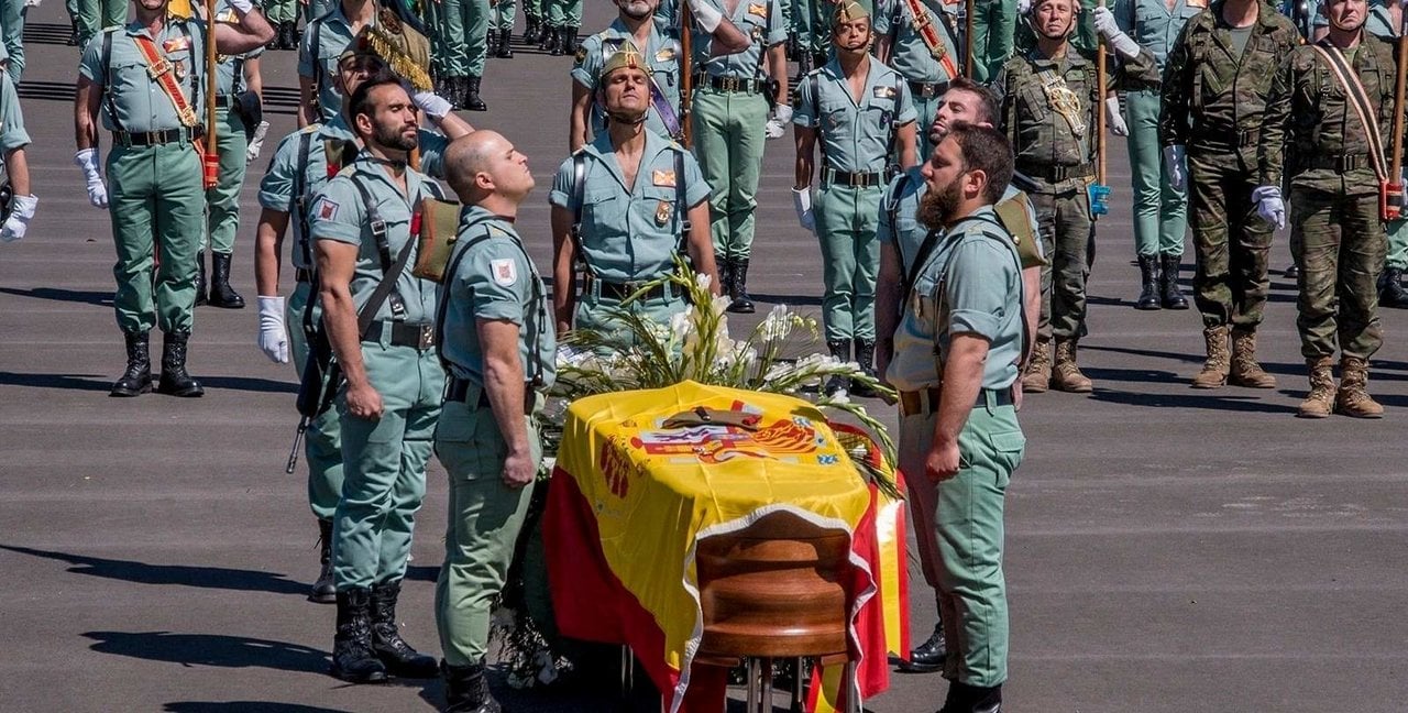 Funeral por un caballero legionario fallecido de un disparo durante unas maniobras en Alicante, en marzo de 2019.
