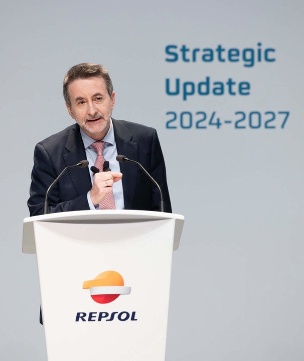El CEO de Repsol, Josu Jon Imaz, durante la presentación de la actualización estratégica