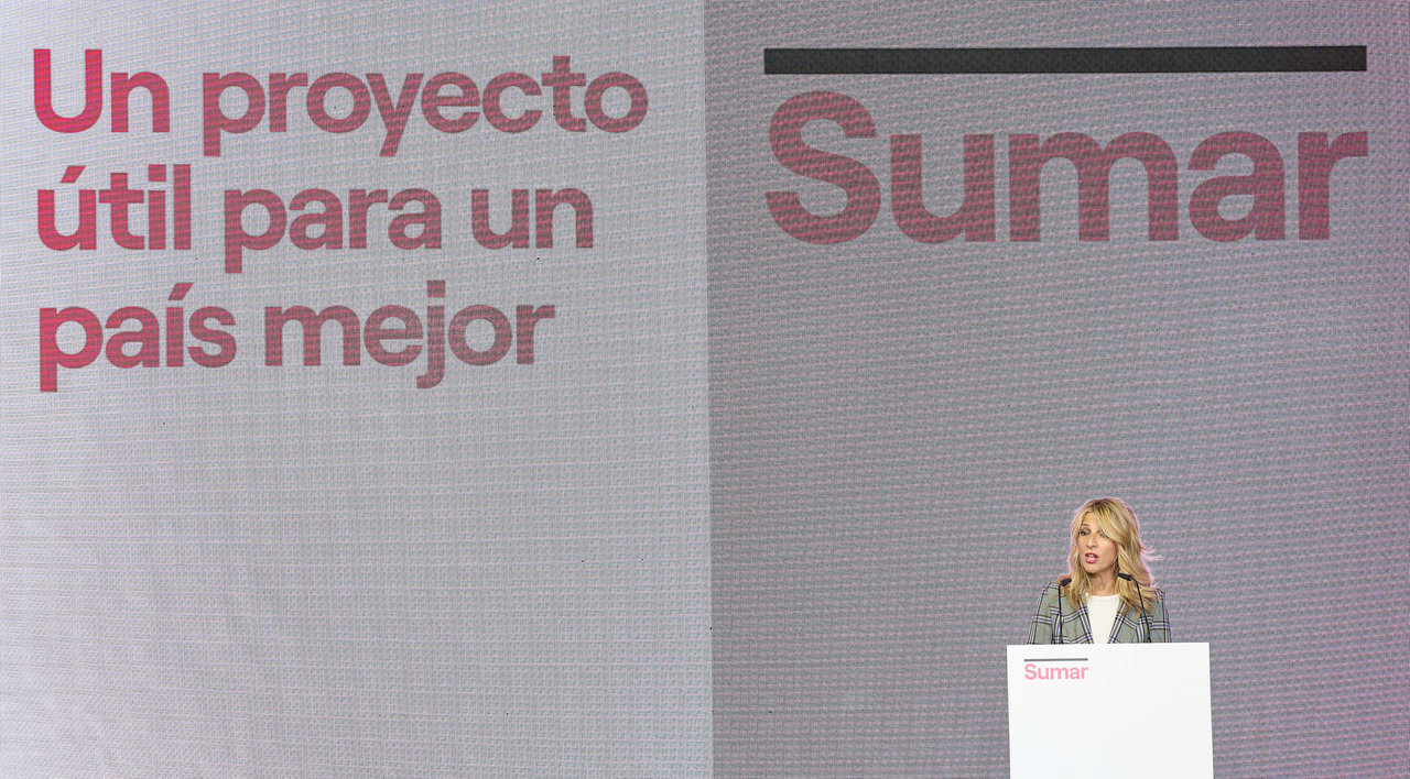 La vicepresidenta segunda y ministra de Trabajos y Asuntos Económicos, Yolanda Díaz, participa en un acto de Sumar en Espacio Rastro, a 23 de septiembre de 2023, en Madrid.