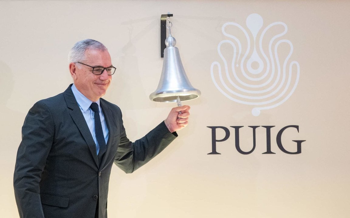 El presidente y consejero delegado de Puig, Marc Puig, durante el toque de campana de la empresa Puig en su salida a Bolsa. Imagen de archivo