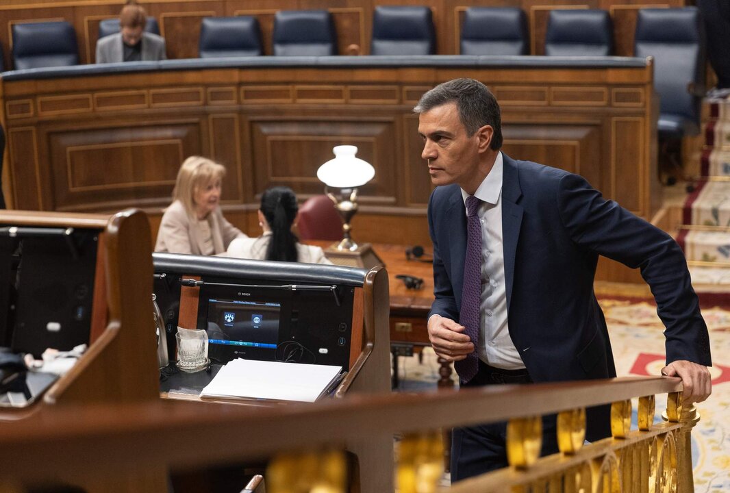 El presidente del Gobierno, Pedro S&aacute;nchez, durante una sesi&oacute;n plenaria, en el Congreso de los Diputados,