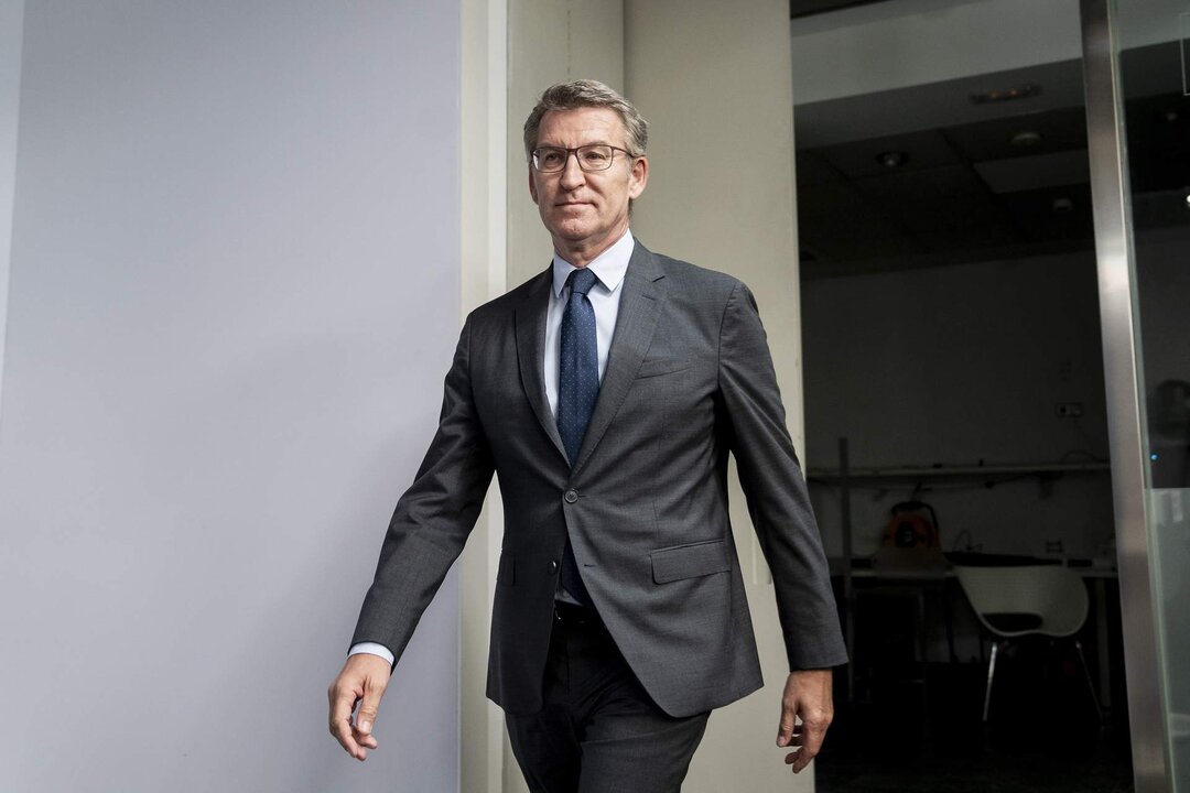 El presidente del Partido Popular, Alberto N&uacute;&ntilde;ez Feij&oacute;o, ofrece una rueda de prensa, en la sede del PP, a 12 de julio de 2024, en Madrid.