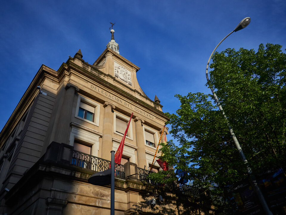 Delegation of the central government in Pamplona (Plaza de Merindades) during the State of Alarm in Spain decreed by the coronavirus pandemic COVID19. In Pamplona, Spain, on April 29, 2020.