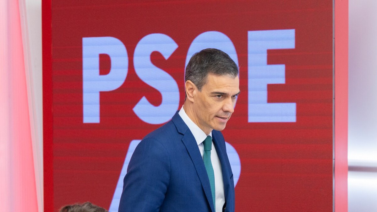 Pedro S&aacute;nchez, en la sede del PSOE (Eva Ercolanese/PSOE/ Europa Press).