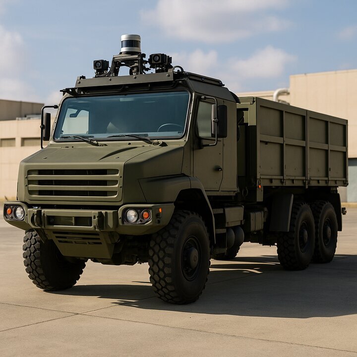 El primer convoy militar aut&oacute;nomo de Europa se presenta en Espa&ntilde;a