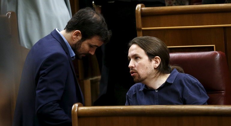 Pablo Iglesias y Alberto Garz&oacute;n.