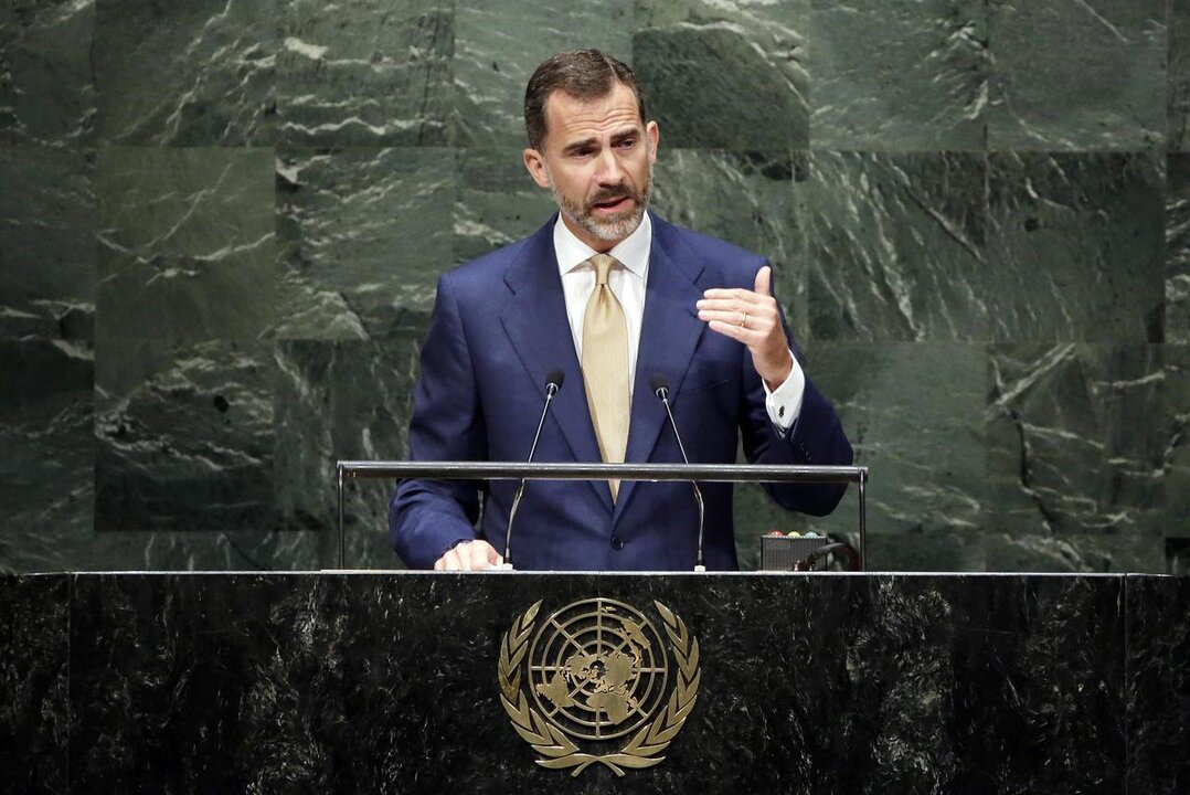 Felipe VI, durante su intervenci&oacute;n en la Asamblea General de la ONU (2014).