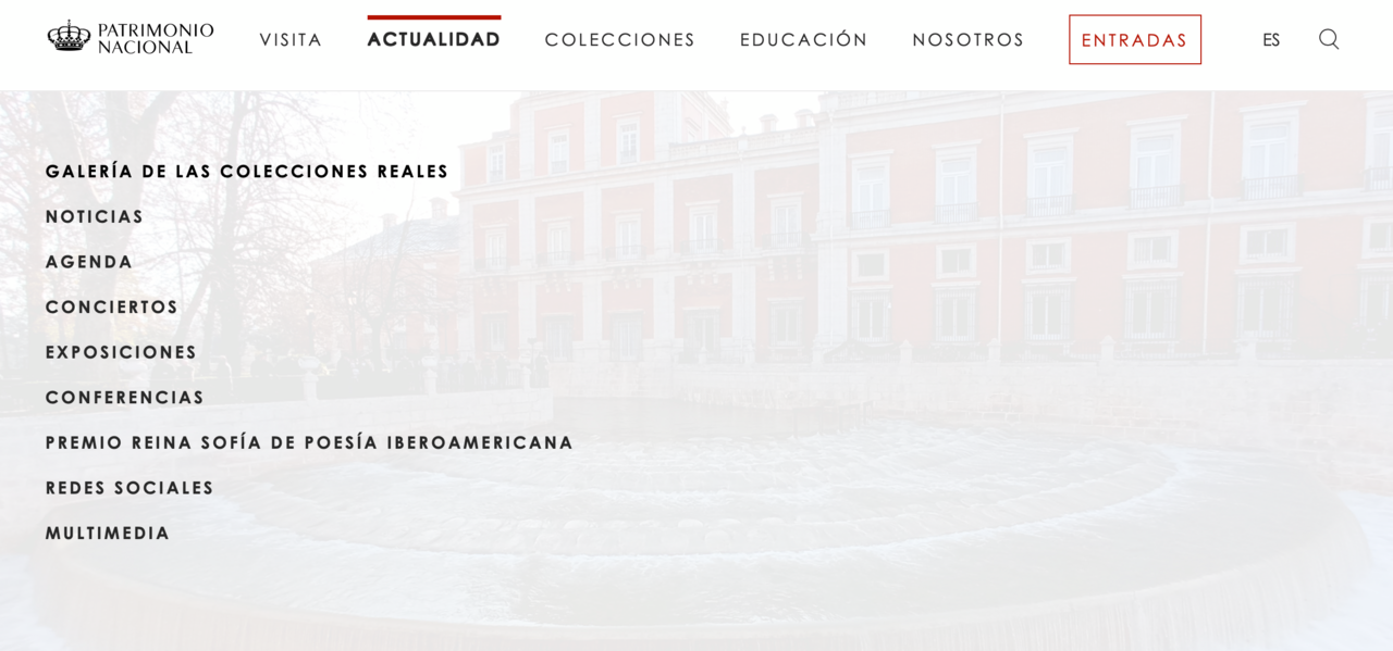 P&aacute;gina web de Patrimonio Nacional.
