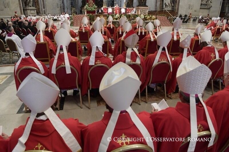 Los 25 arzobispos que recibieron el palio en la Bas&iacute;lica de San Pedro en Roma. 