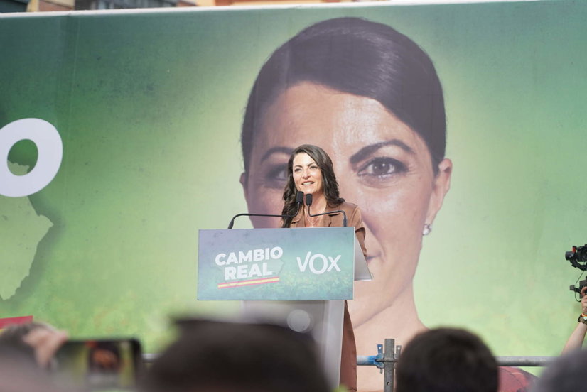 Macarena Olona clausurando el acto de cierre de campaña de Vox el pasado mes de junio