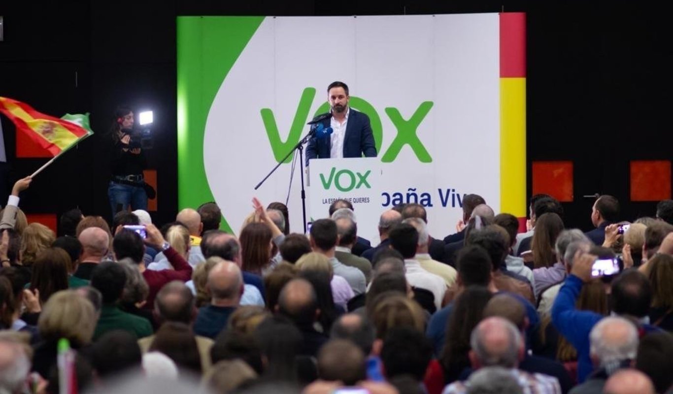Santiago Abascal, en un mitin de Vox.